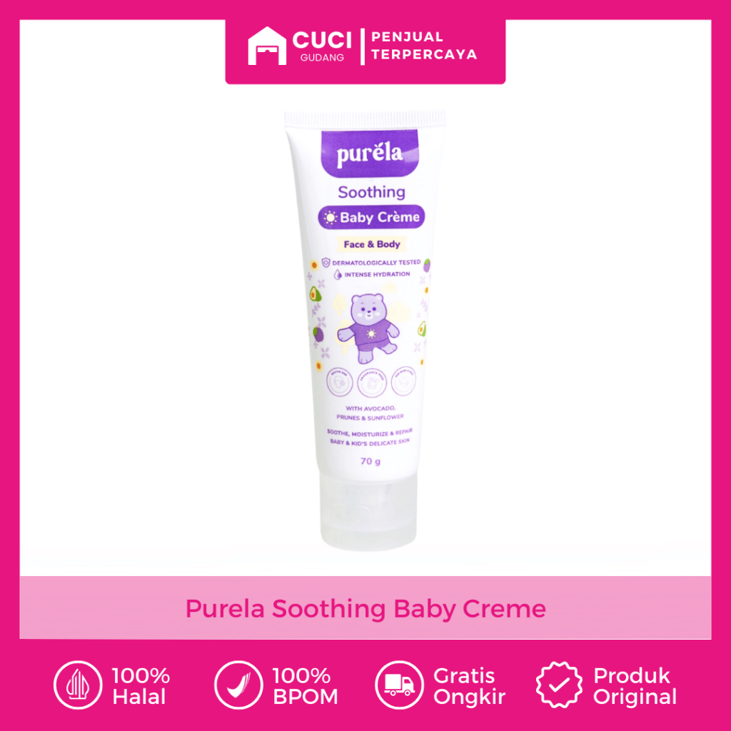 Diaper Cream Bayi Soothing Baby Cream untuk Ruam Popok Biang Keringat dan Gatal Kulit Bayi 70gr Pure