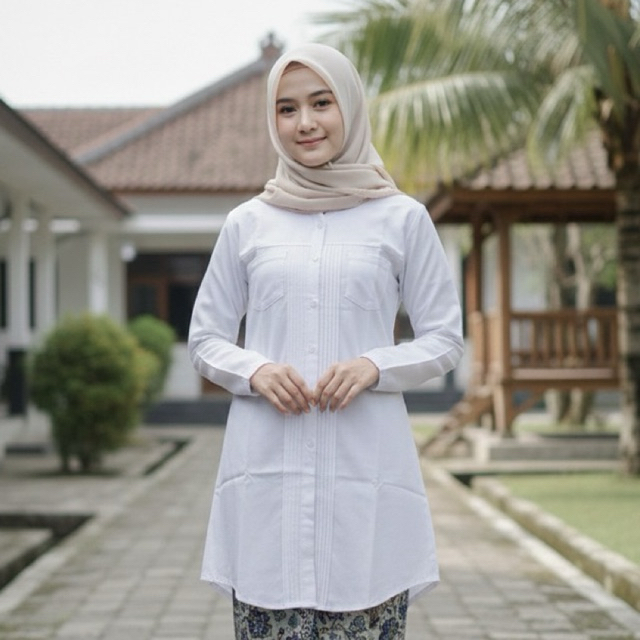 Baju Atasan Santri Hitam Putih Wanita Muslim Remaja Dewasa Cantik Basic Toyobo Simple