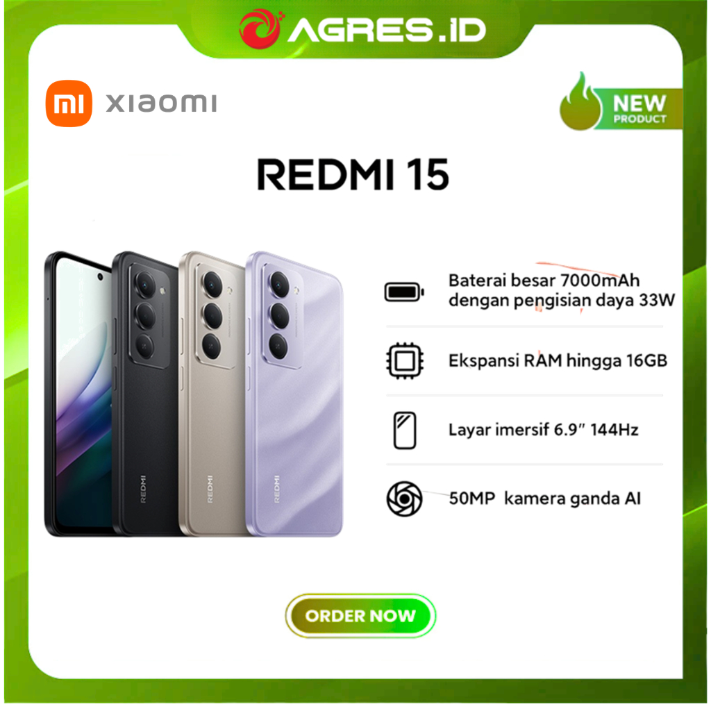 Xiaomi Redmi 15 8GB-256GB Baterai besar 7000mAh pengisian daya 33W  50MP kamera ganda AI