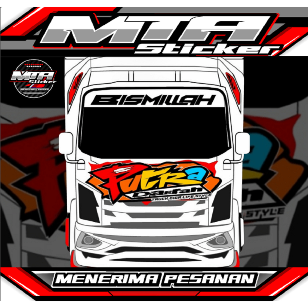Stiker Cutting Kaca & Decal Kabin Depan Truck Giga/Stiker Variasi Truck Giga - Stiker Bisa Custome D