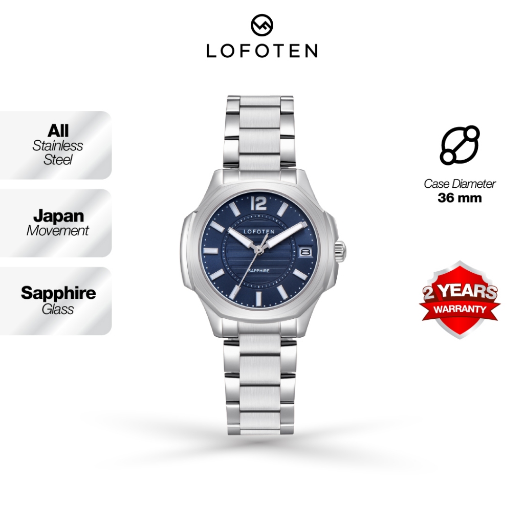 Lofoten F-2327L Stainless Steel - Kaca Sapphire Case Diameter ± 3,6cm / 36mm Jam Tangan Wanita