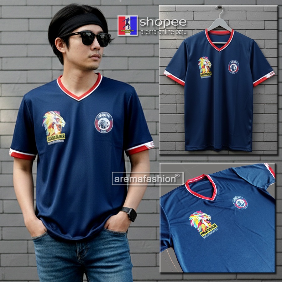 KAOS AREMA BIRU NAVY DESAIN SIMPLE AREMANIA AREMANITA aremafashion