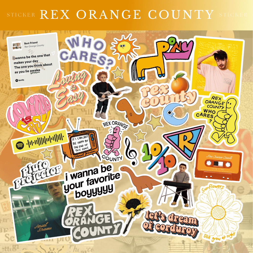 28pcs Stiker Rex Orange County Vinyl Laminasi Doff Anti Air Stiker Laptop HP Tumblr Helm Gitar