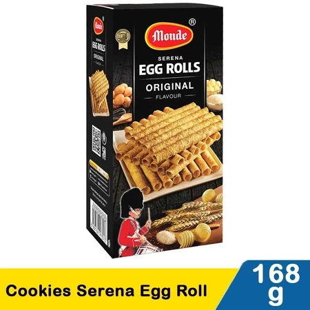 Snack Monde Cookies Serena Egg Roll Kemasan Isi 168 Gram Makanan Ringan Kue Kering