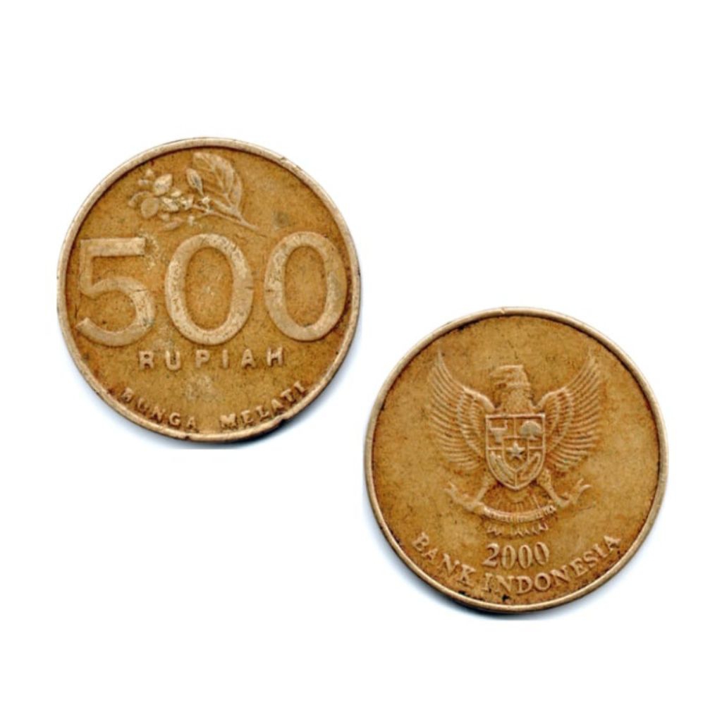 Koin 500 Rupiah Melati Kecil Rp 500 Kuning Tahun 1991-2002 Souvenir Mahar Koleksi Uang Logam Coin Be