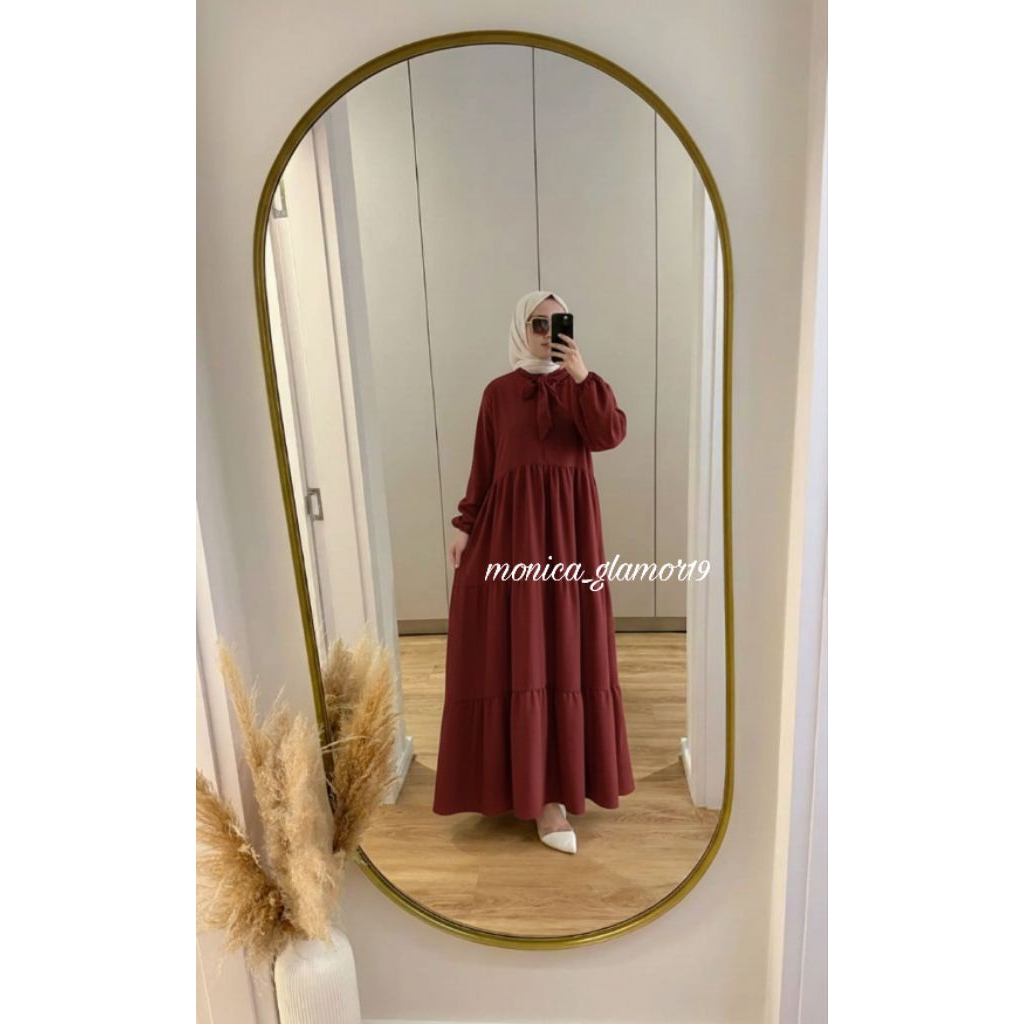 Gamis Naura|Gamis Lebaran kekinian|Gamis wanita bahan crinkle airflow