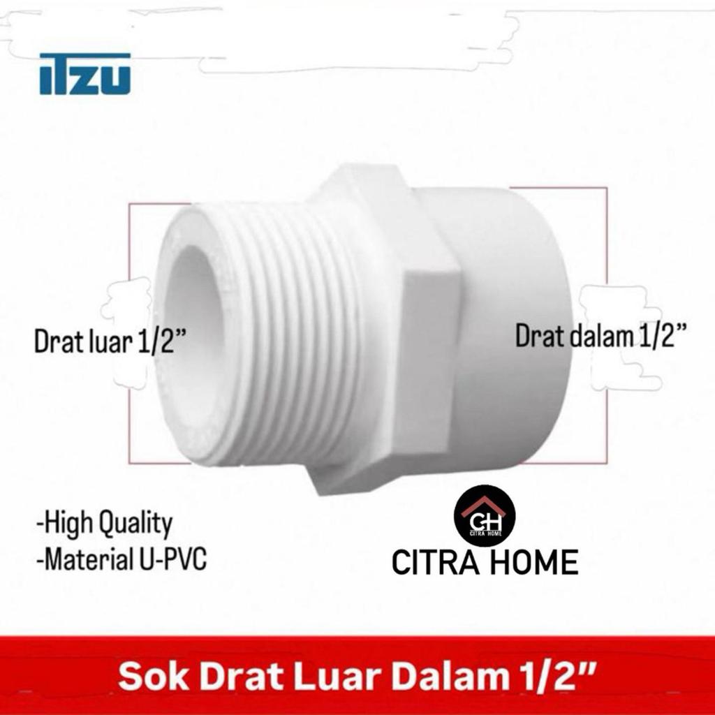 ITZU Sok Drat Luar Dalam U-PVC 1/2