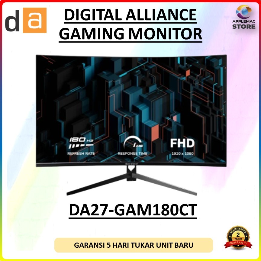 MONITOR  DIGITAL ALLIANCE GAMING 27 INCH CURVE FHD 1080P 1MS 180HZ  2Y