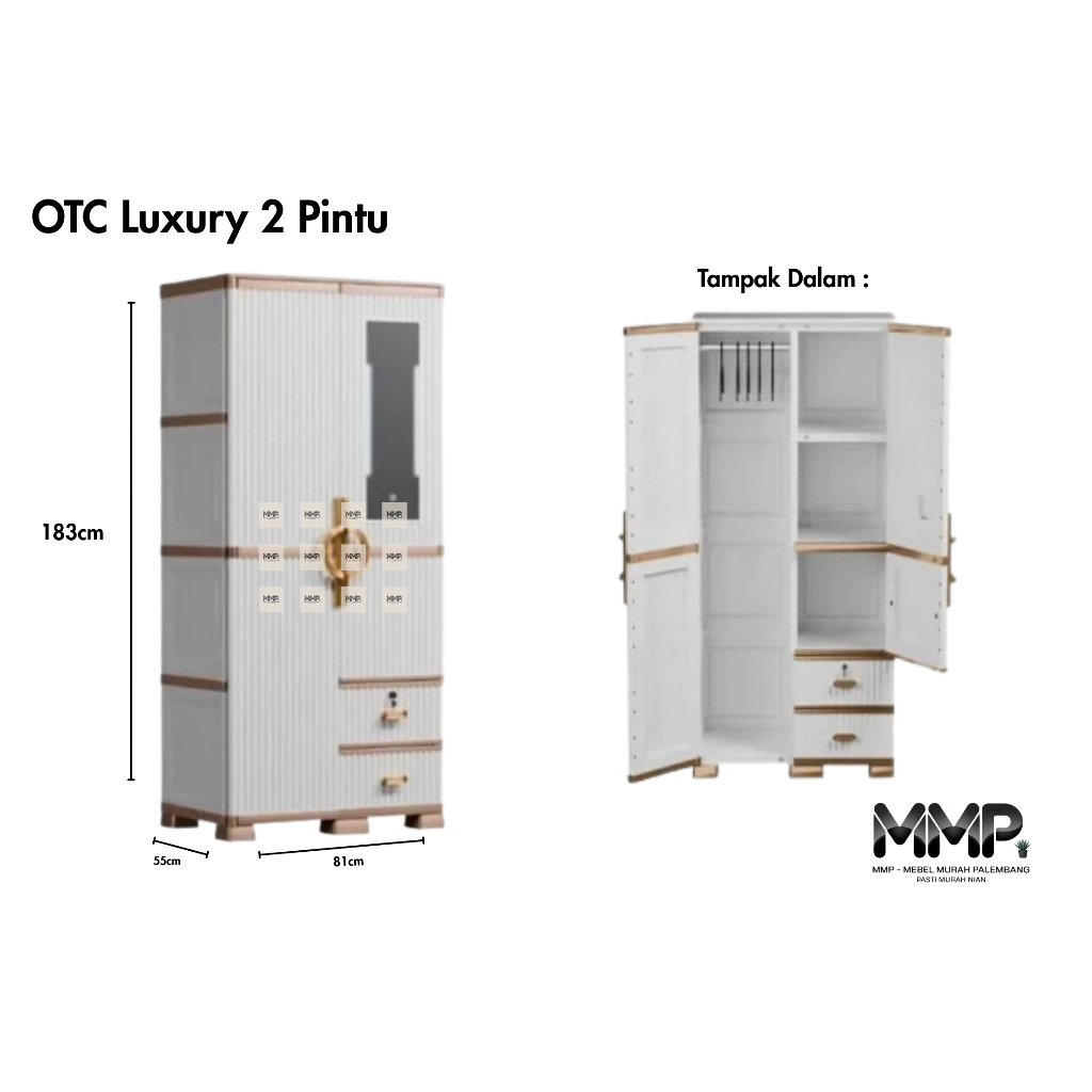 Lemari Pakaian Plastik Olymplast OTC 2P LUXURY Lemari Baju 2 Pintu Furniture | Lemari Plastik Murah 
