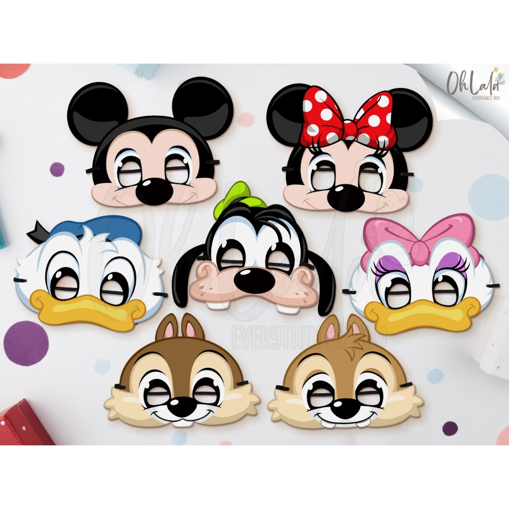 Mickey Minnie Topeng Karakter Anak | Mickey Mouse Kids Birthday Party Mask | Aksesoris Perlengkapan 