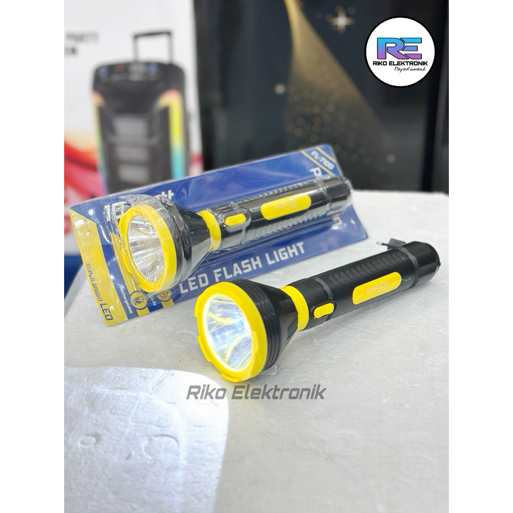 Push On FL 7100 Senter LED 10W Rechargeable || Senter Tangan Push On FL-7100 /  Senter LED 1X10 Watt