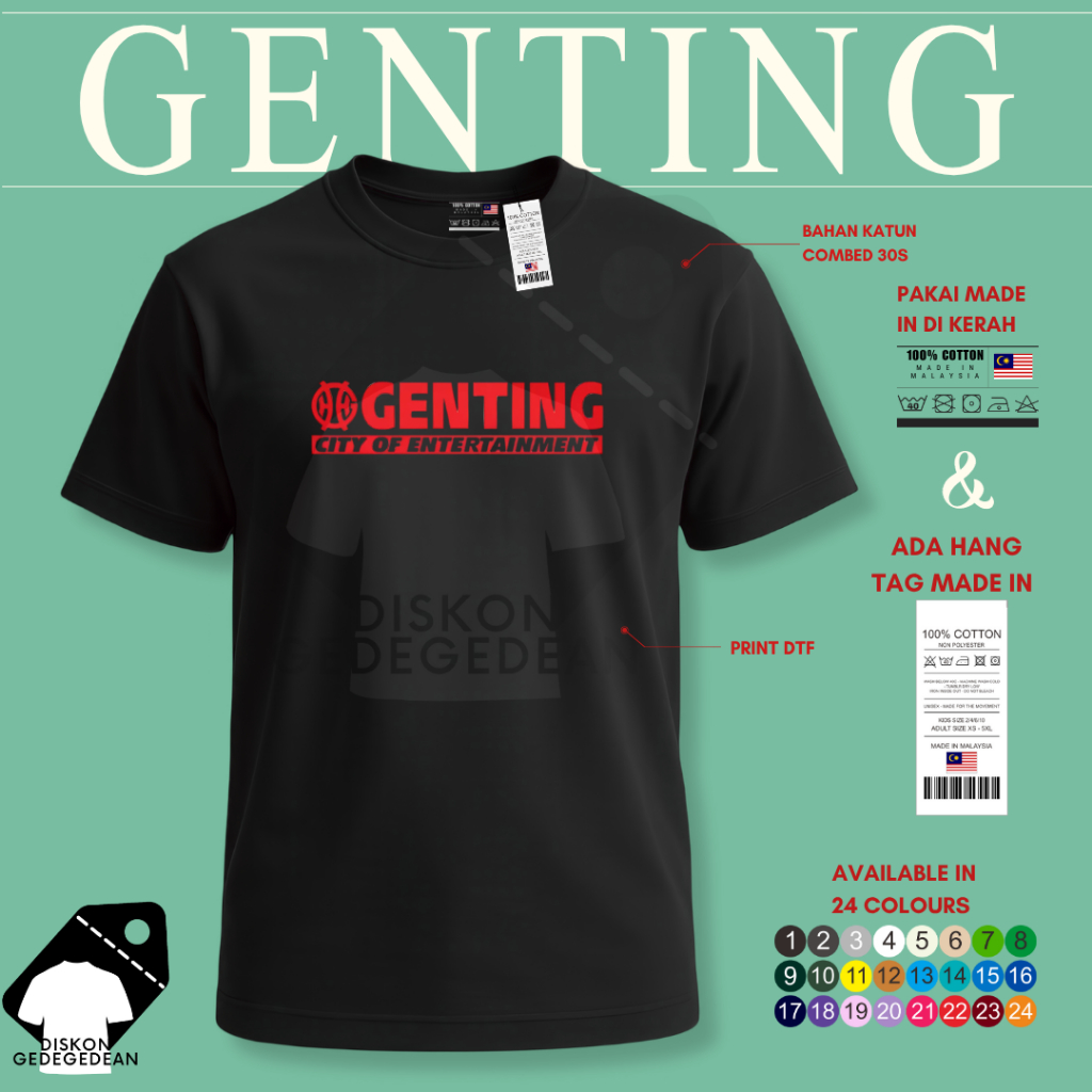 Diskongedegedean Kaos Souvenir Genting Highland Skyworld Baju Tshirt Oleh Oleh Malaysia Dewasa Anak 