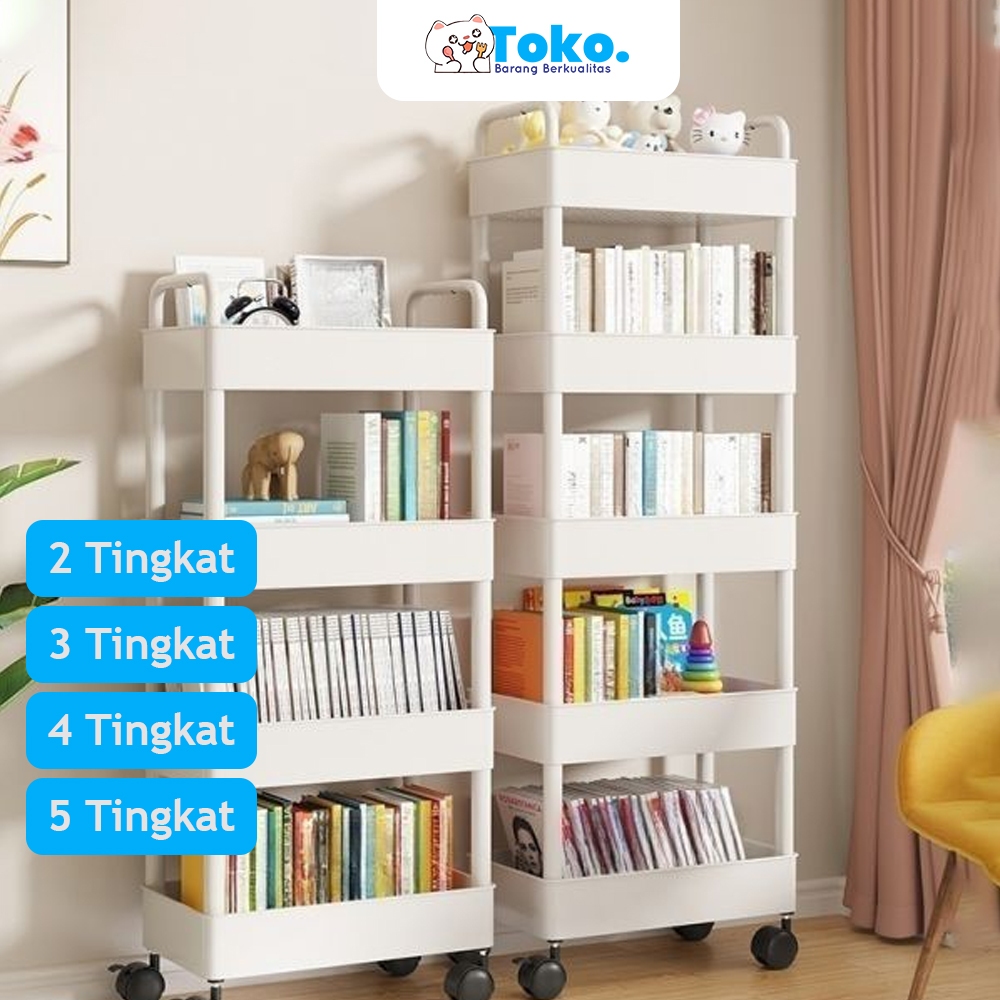 Rak Susun Serbaguna Rak Tingkat Plastik Rak Susun Rak Minimalis 5 Tingkat Bahan Plastik Dengan Roda
