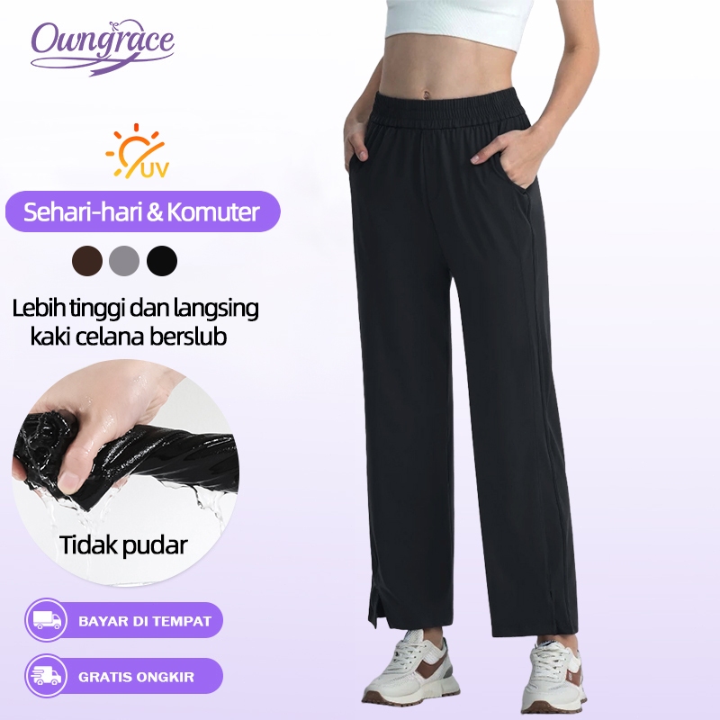 Celana olahraga wanita Celana lurus kasualJogger Pants Dengan Kantong Longgar