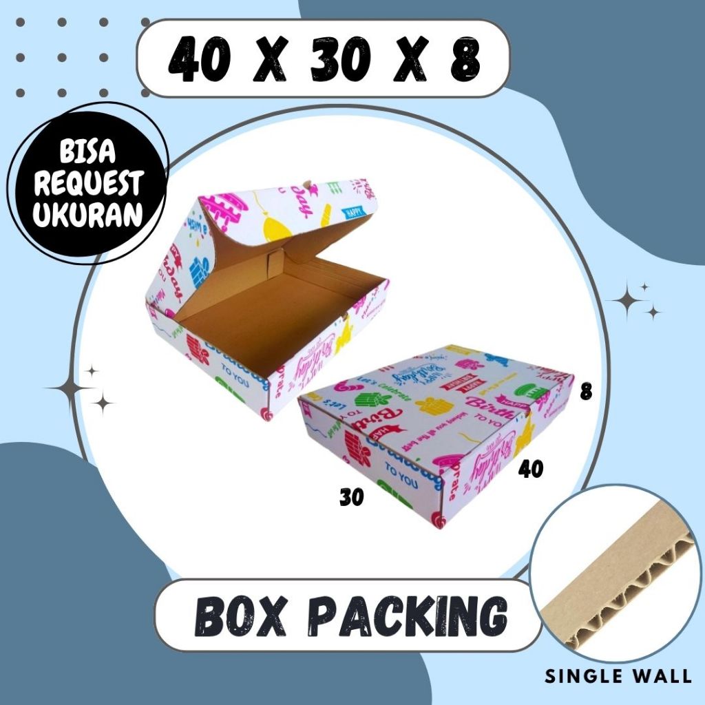 Kardus 40x30x8 LD Box Ultah Kado Happy Birthday Kemasan Kotak Kado Tas Kardus Hampers Jumbo