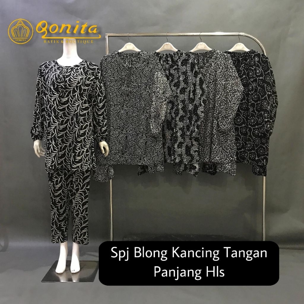 (Ld 120 Cm) Daster Qonita Batik Pekalongan ll Spj Blong Kancing Tangan Panjang Hls