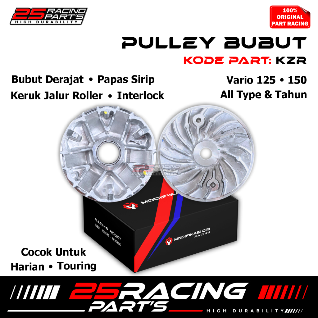 Rumah Roller Vario PULLEY VARIO CUSTOM 1 SET BUBUT + KEROK JALUR PART ORIGINAL KODE (KZR) VARIO125 P