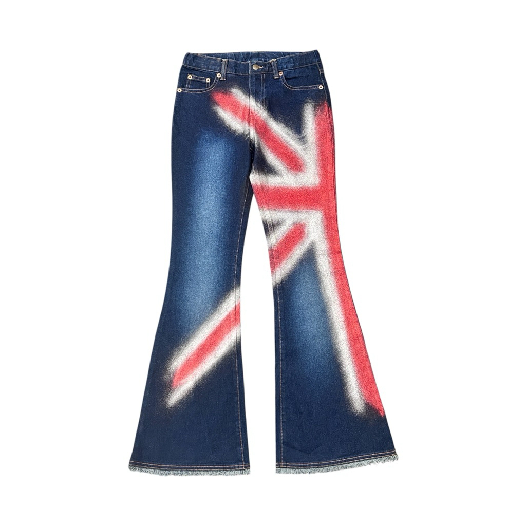 Vintage Y2K Japanese Brand Penty’s England Flag Flare Denim pants