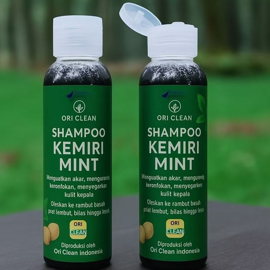 ORI CLEAN Shampo Kemiri Plus Mint Penghilang Uban Penyubur Rambut Penghilang Ketombe Shampoo Penguat