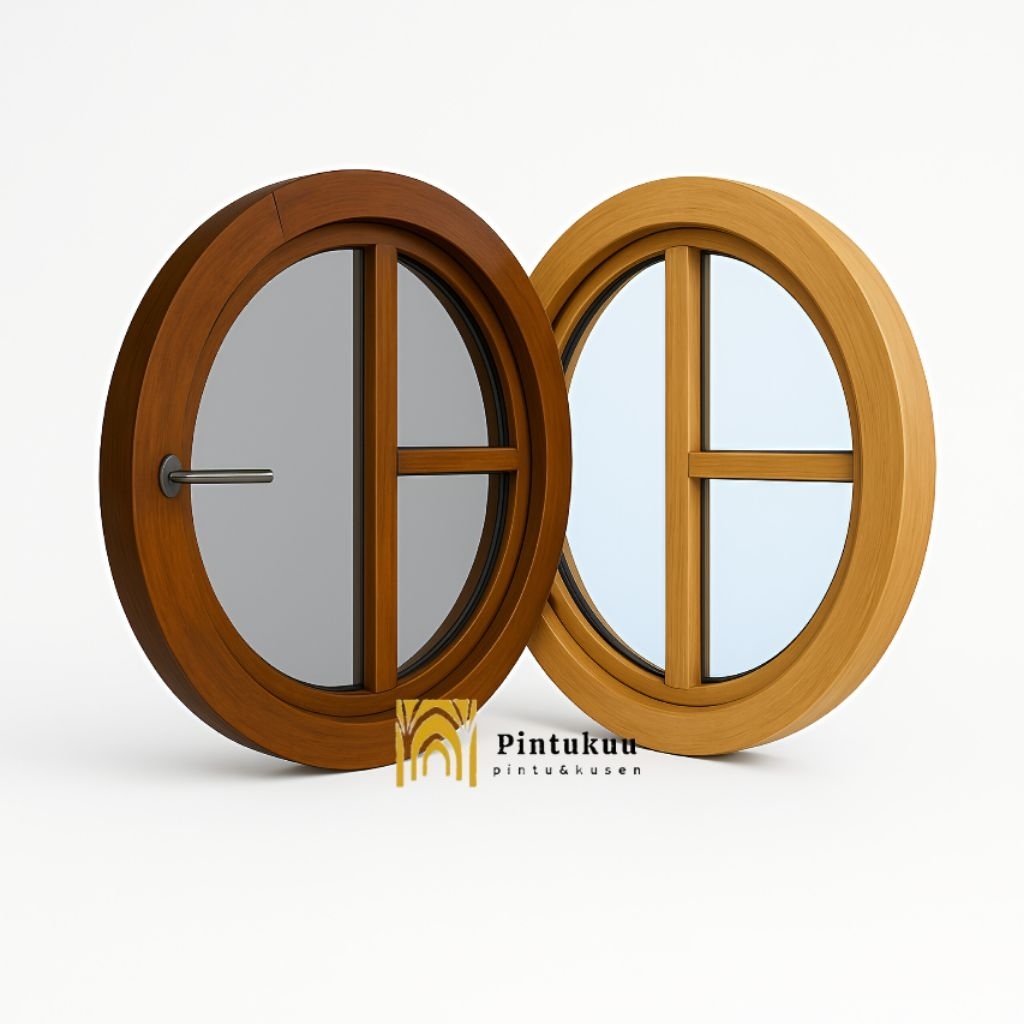 kusen jendela bulat kayu jati diameter 60-70 cm kusen jendela kayu jati aesthetic JKB