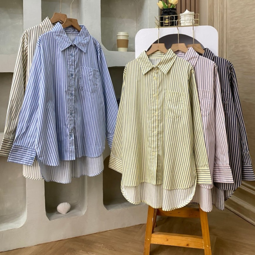 KAIFA STRIPE OVERSIZE SHIRT | Kemeja Oversize | Kemeja Stripe | Kemeja Wanita