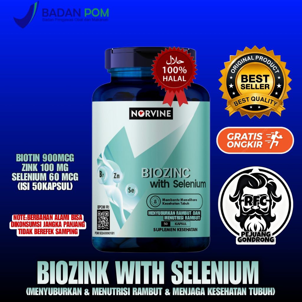 BIOZINC MR.BREWOK DAN BIOZINC NORVINE ISI 50BUTIR SUDAH BPOM DAN HALAL