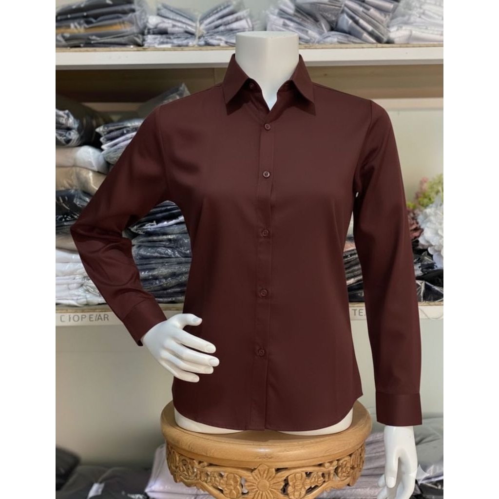 PROMO / BAHAN PREMIUM / Kemeja Wanita / Kemeja Cewek Polos Lengan Panjang Slimfit Hem Wanita Polos