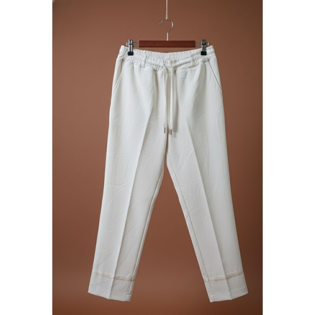 celana baggy pants wanita warna cream kerja