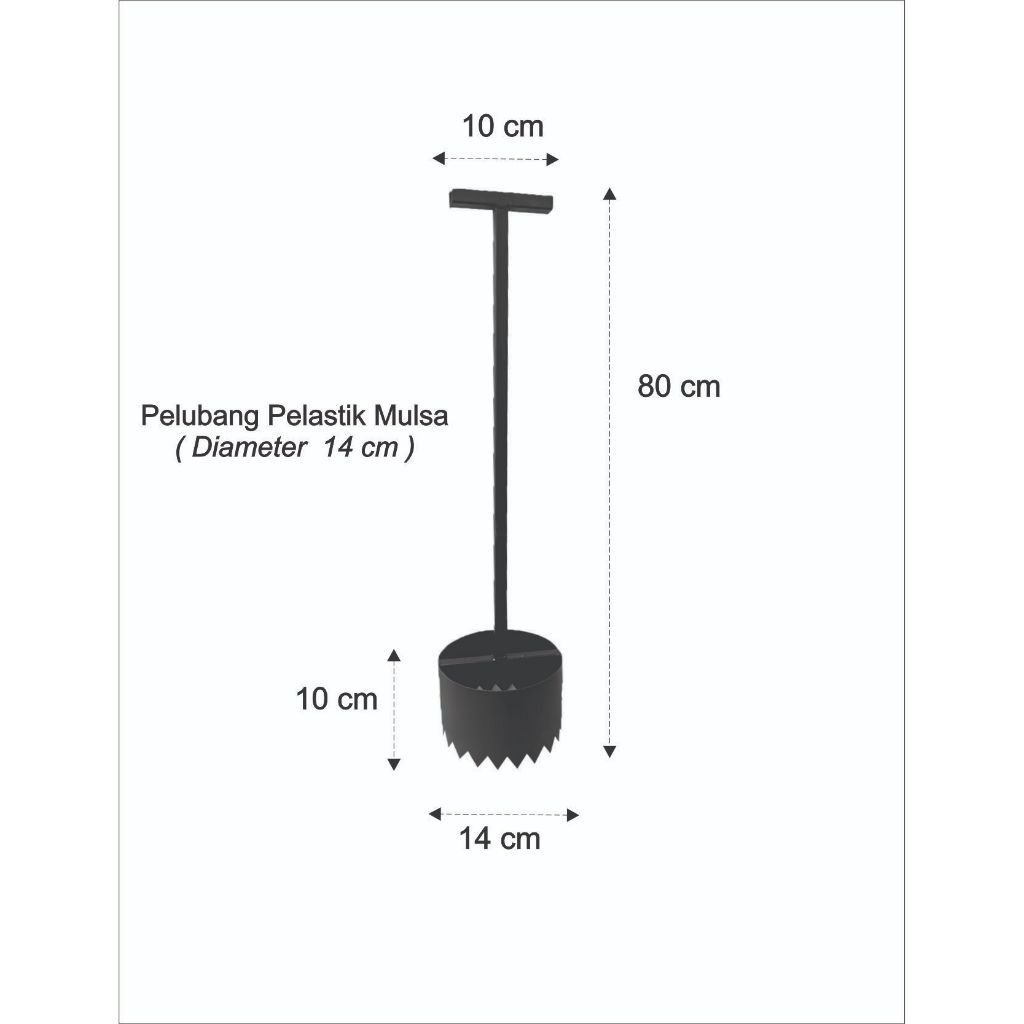 Pelubang Pelastik Mulsa Gagang 80 cm / Diameter 10 cm / Pelubang Mulsa Simple Dan Moderen
