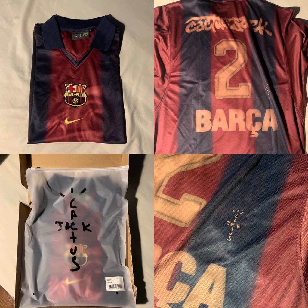 Jersey Original Travis Scott x Nike x FC Barcelona Retro 2000/01 Home Skeleton Jersey - Size L