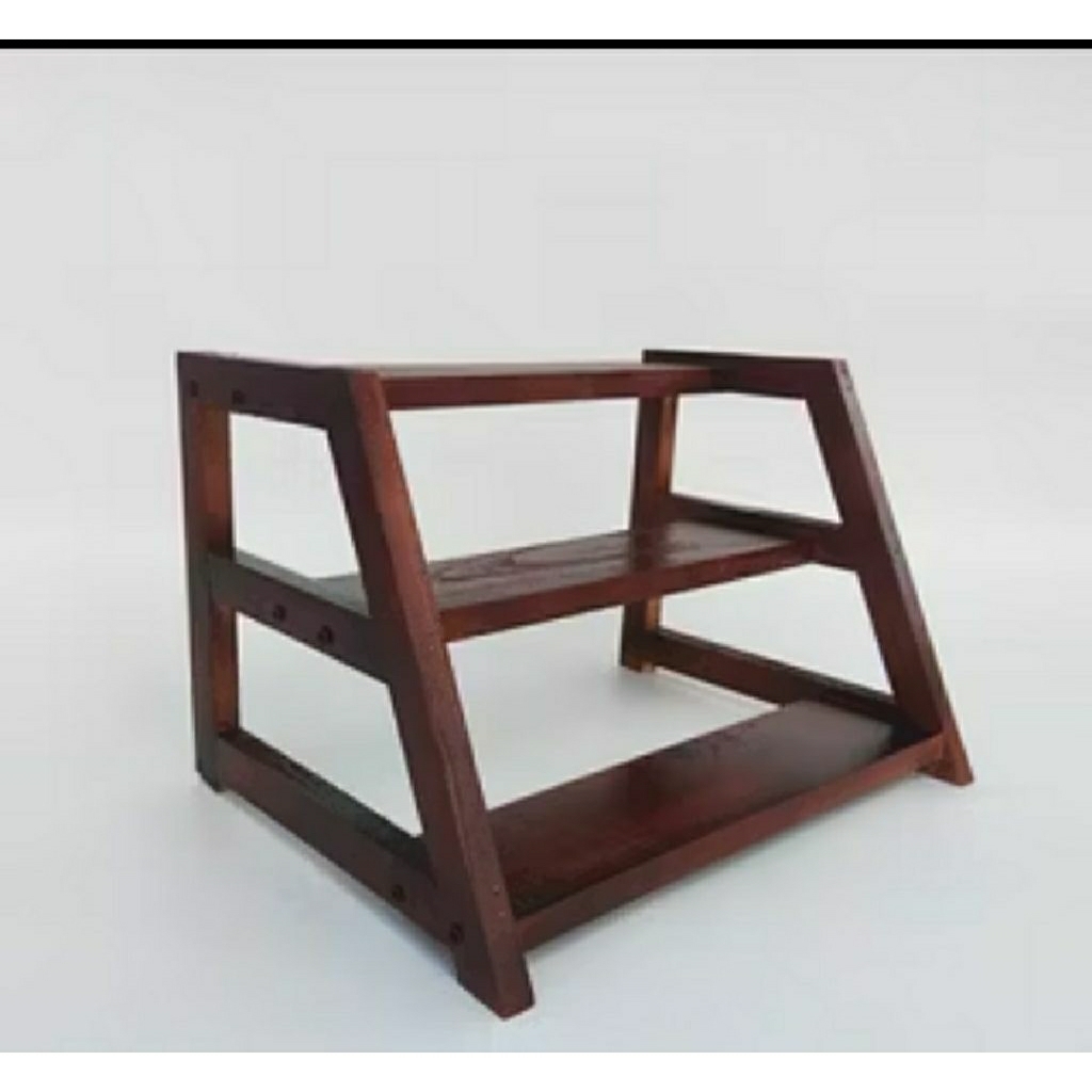 rak serbaguna rak toples bumbu kayu 3 susun