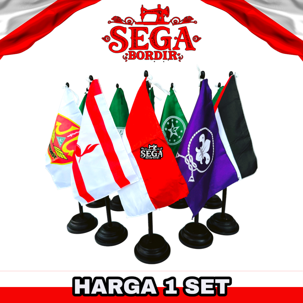 1 set bendera meja merah putih / Nu / fatayat / muhammadiyah / muslimat / ansor / banser / palestina