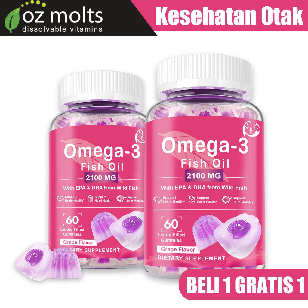 Ozmolts Fish Oil Gummy Supplement Omega 3 Fish Oil Gummies Support Brain Health Minyak Ikan Omega 3 