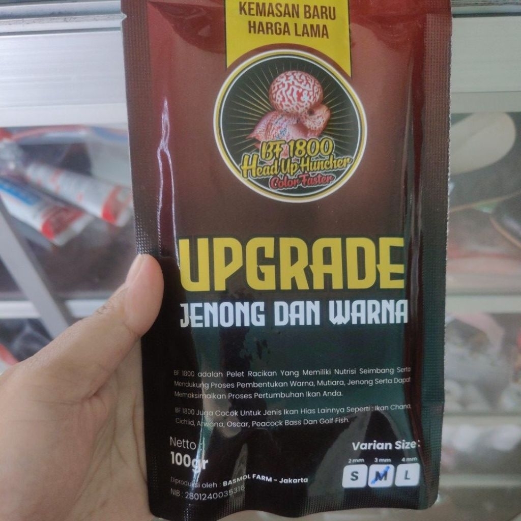 Pelet ikan louhan BF1800, pakan louhan head up huncher1800