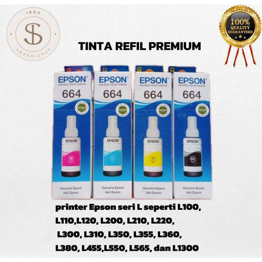1SET TINTA EPSON 664 PREMIUM UNTUK PRINTER L100, L120, L200, L210, L310, L320