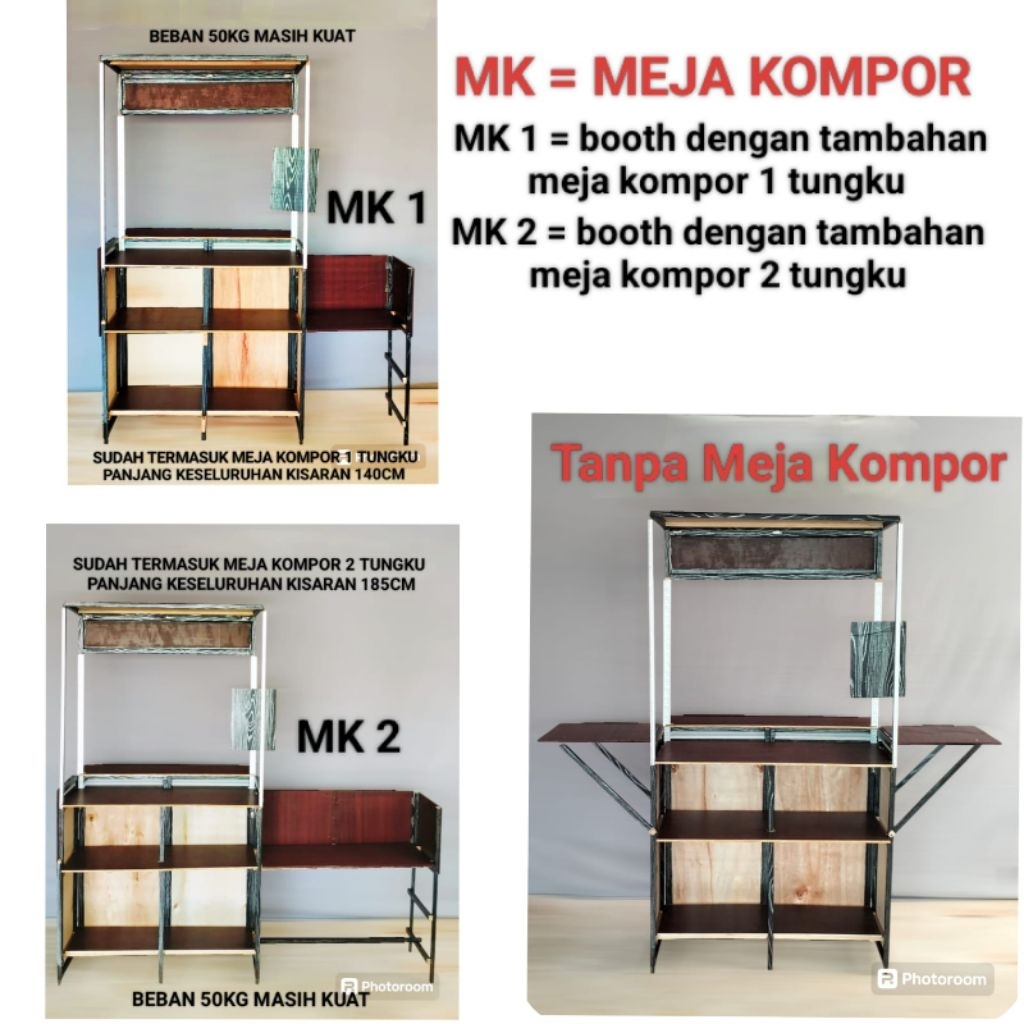 Booth portable / meja jualan / Gerobak lipat / plus meja kompor 1 dan 2