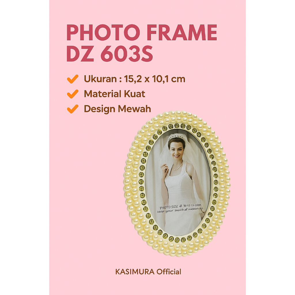 Bingkai Foto Aesthetic Oval / Pajangan Dekorasi Meja / Photo Frame Aesthetic Mutiara Oval / Bingkai 
