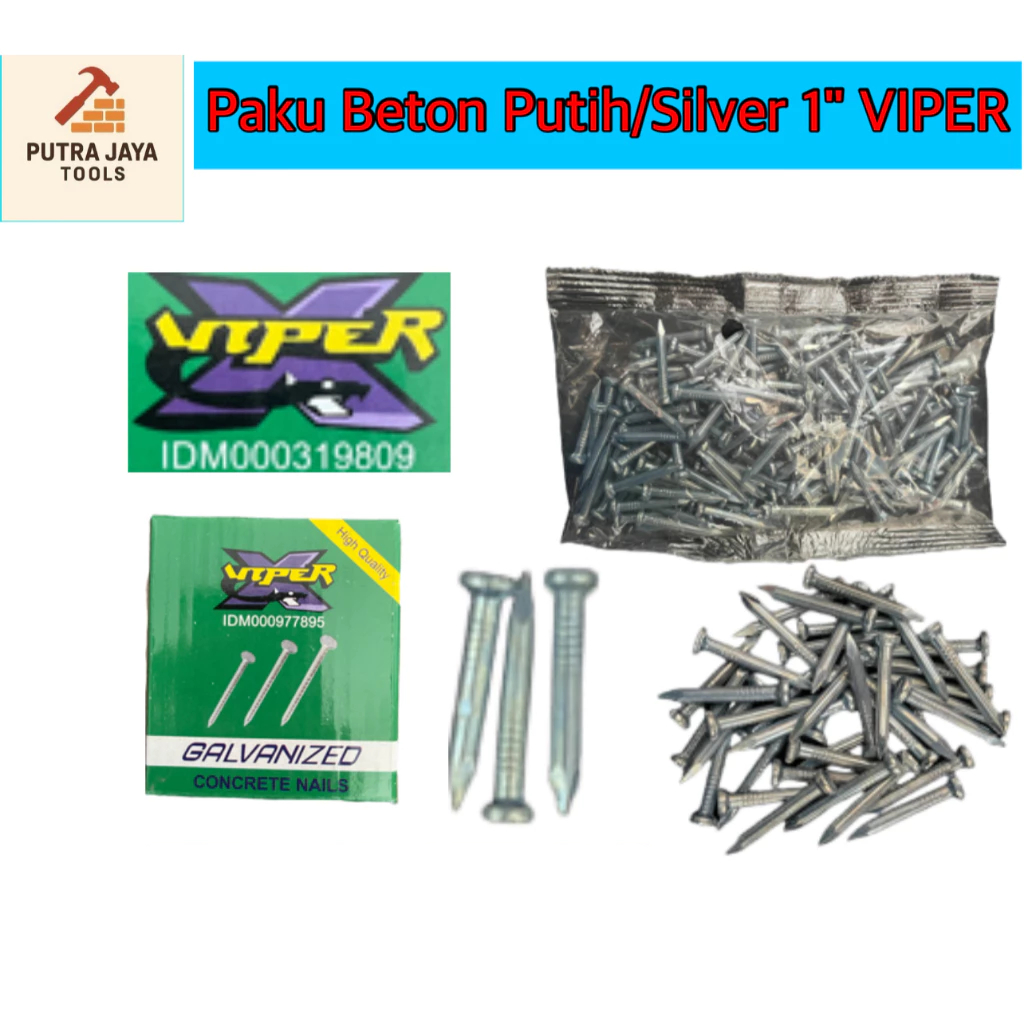 Paku Beton Putih / Silver 1" VIPER Harga per 1 kotak