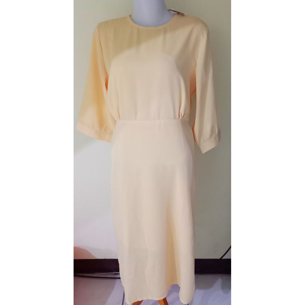 GAUDI MIDI DRESS FREE TAS CALVIN KLEIN YELLOW BAJU WANITA GAUN PESTA GAUDI