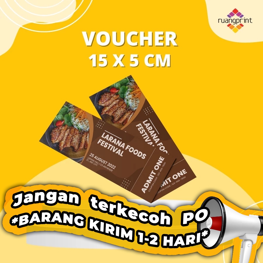 cetak voucher / kupon diskon / cetak kupon / karcis / tiket event (Art paper 150)