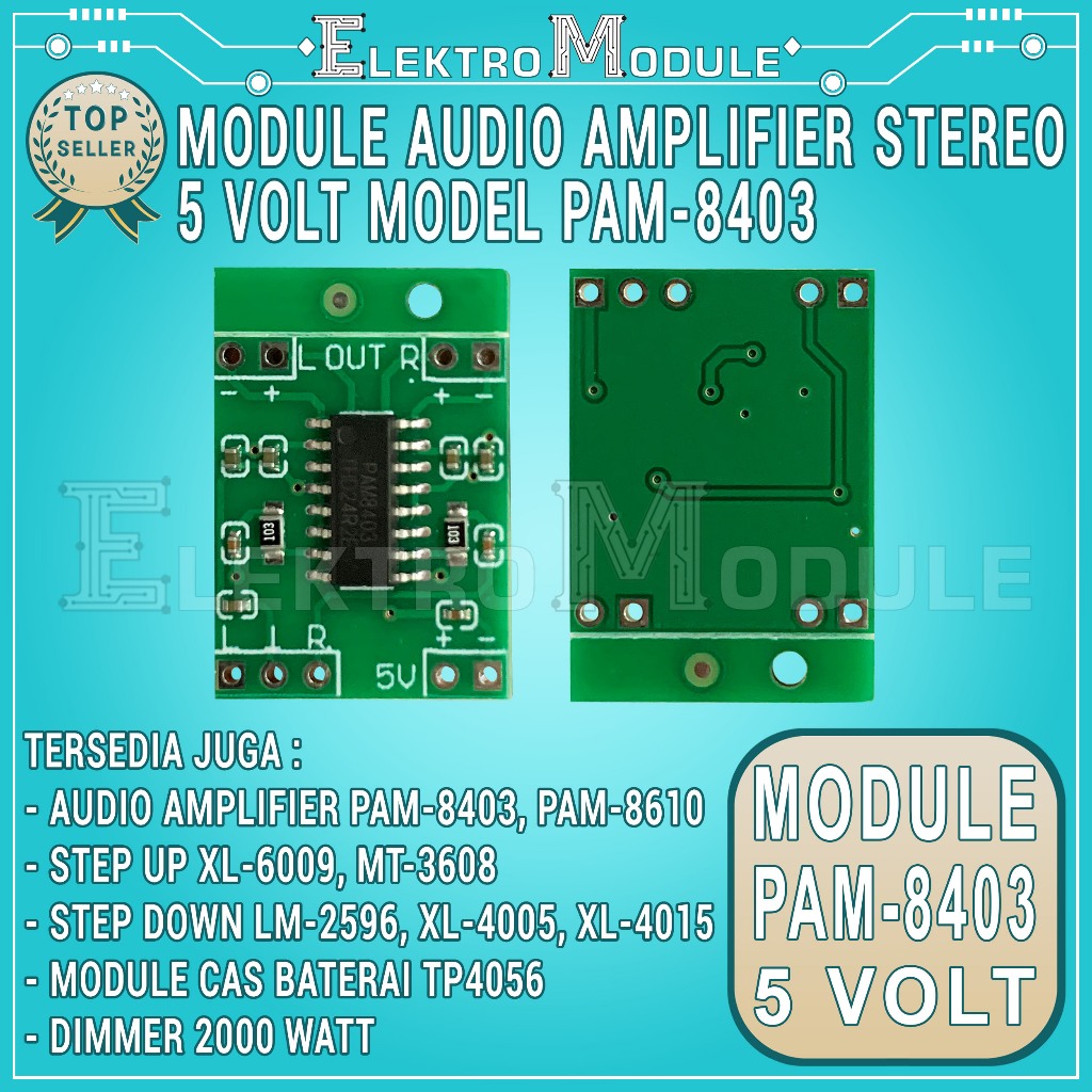 PAM8403 Mini Digital Audio Amplifier Class D 2 x 3W 5V DC / Micro PAM8403 5V Audio Amplifier PAM 840