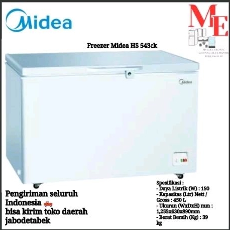 Chest Freezer Box Midea HS-543CK 418 Liter 150 Watt