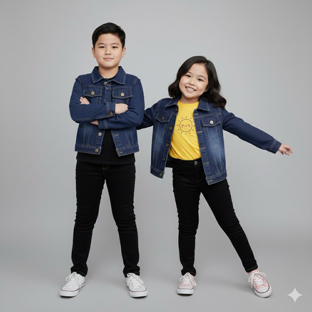 Jacket Jeans Anak Laki Laki Perempuan / Jeans Anak Lembut Usia 1-10 Tahun