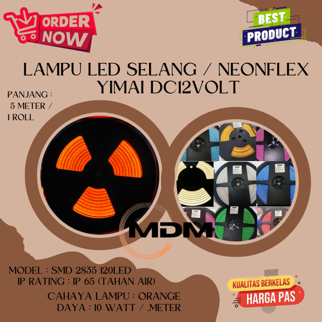 LAMPU LED NEONFLEX YIMAI / LAMPU LED SELANG DC12VOLT - ORANGE