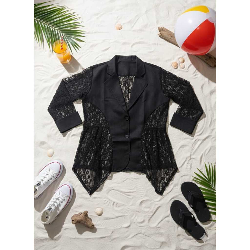 TMS PAKAIAN WANITA-blazer wanita elegan mix brokat mewah/ bahan brokat premium (onesize)