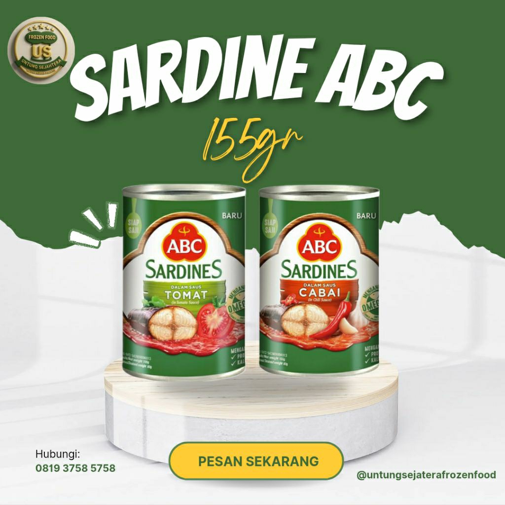 Sardine Sarden ABC Sarden ABC Sardine ABC Saus Cabai Sardine ABC  Saus Tomat Sarden 155gr ikan sarde