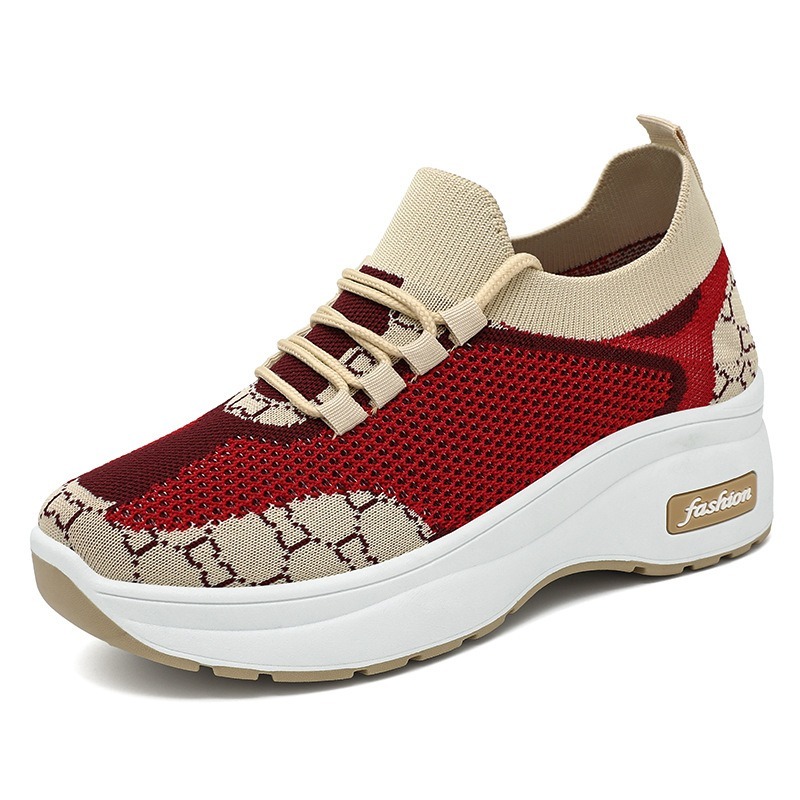 MPP  Free Box Sepatu Jongging Sepatu Sneakers Wanita Motif 8 Comfort Wedges Bahan Kanvas Premium LV0