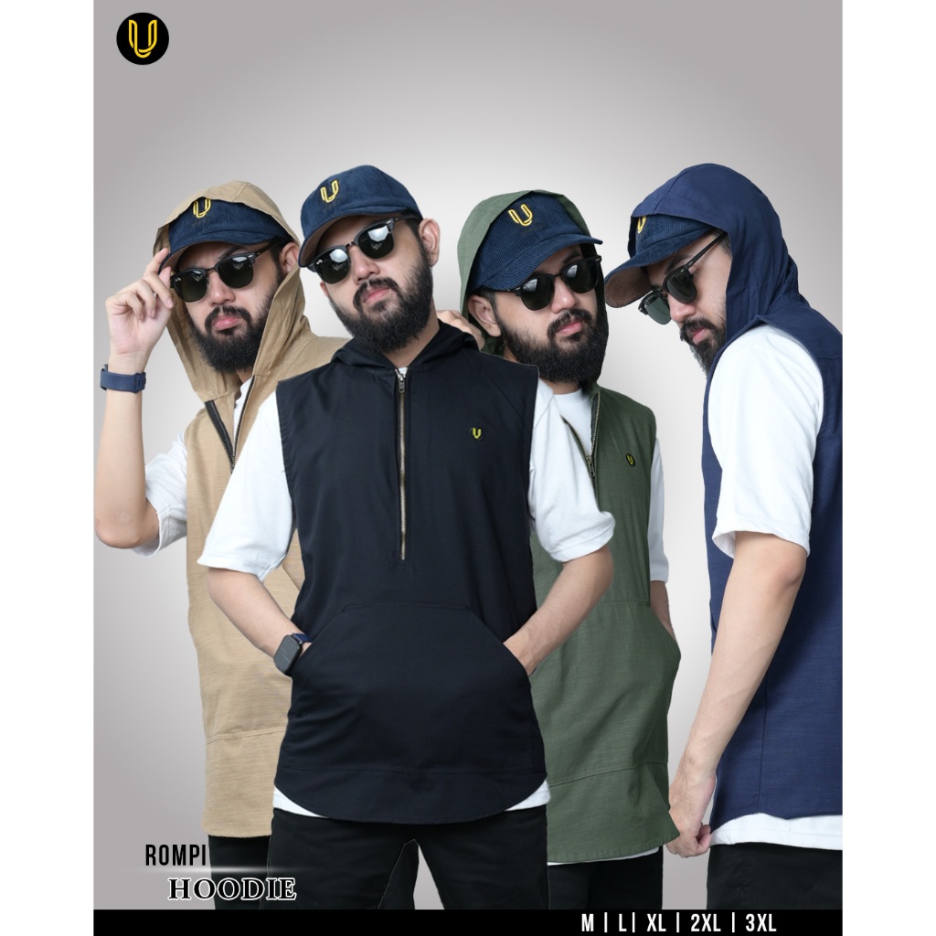 Uhud Basic - Rompi Shalat Hoodie Pria Zipper YKK Basic & Casual