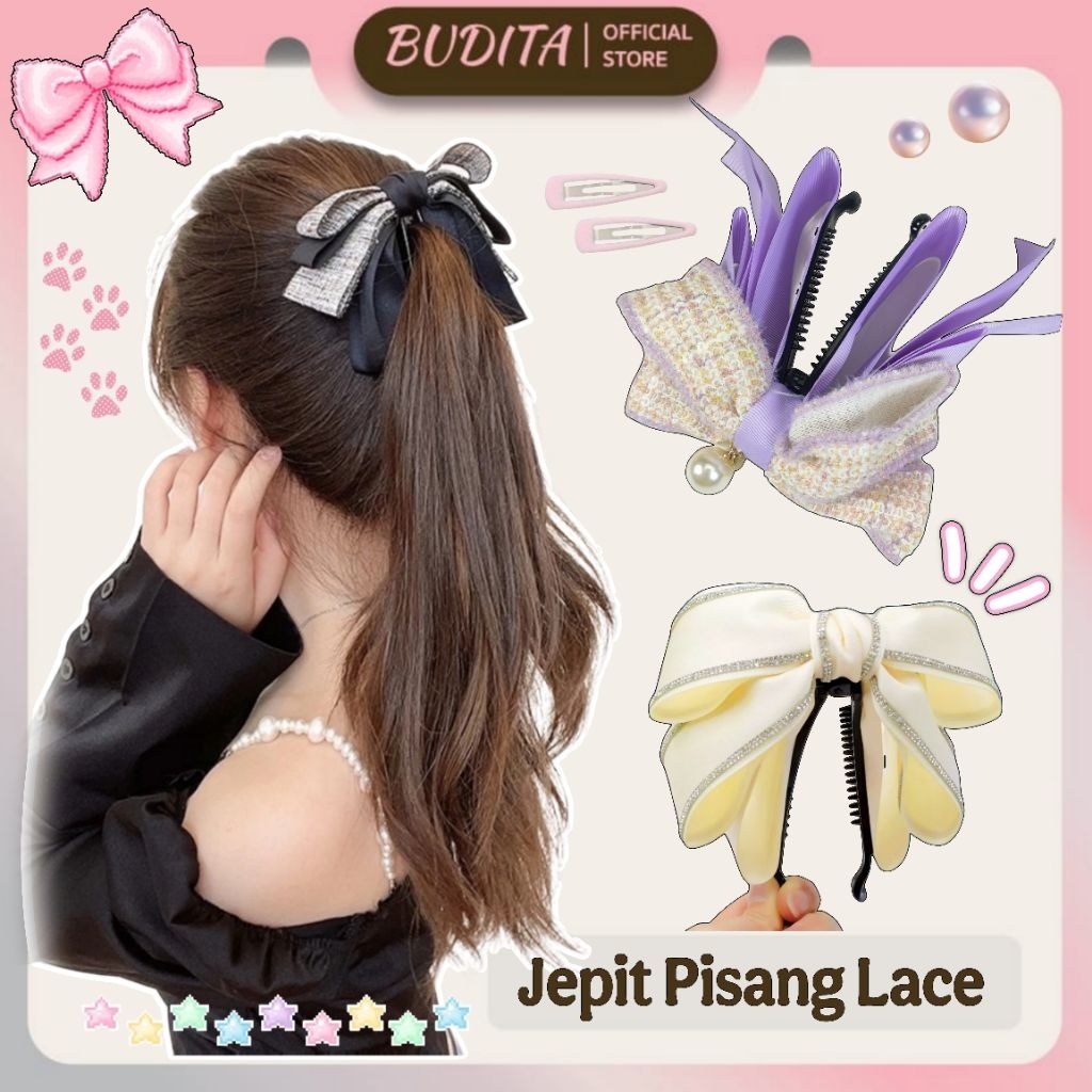 BDT - Jepit Pisang Korea Pita Lace / Jepitan Banana Clip Rambut