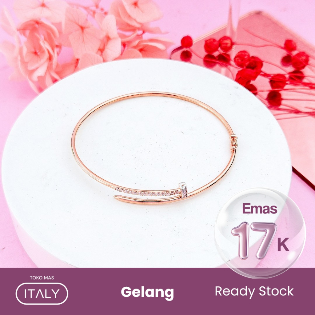 GELANG KAKU MODEL OVAL PAKU ROSE 750 17K